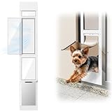 FurrFinesse Doggy Door for Sliding Glass Door, Adjustable Height 75 3/5" to 80" Sliding Door Doggie Door Insert with Screen Design, Suitable for Medium Dogs Up to 30 lbs, New