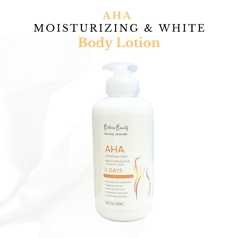 Britains Beauty AHA White Body Lotion with Alpha Hydroxy Acids, Vitamin C & E - Image 3
