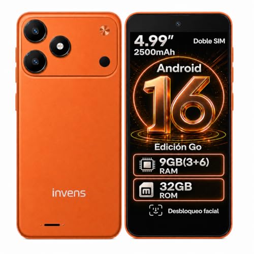invens TK02 Telefonos Moviles Libres, 9(3+6) GB+32GB/128GB TF Teléfono Móvil, Android 16, 5