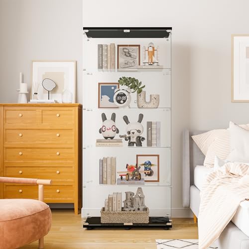 Image of LFT HUIMEI2Y 5-Tier Glass Display Cabinet with Lock, Display Case Black