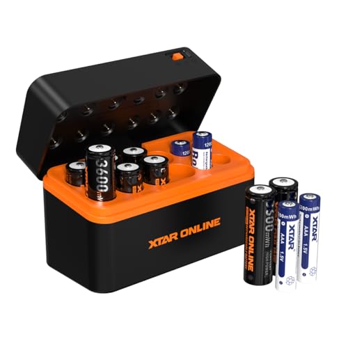 XTAR 単3形リチウム電池8本 3600mWh 大容量1.5V充電池 1200mWh単4リチウム電池4本 1600回繰り返し充電 12本用収納ケース