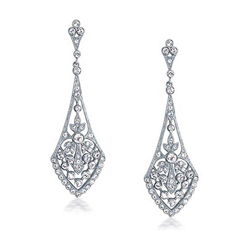FiveStar Fabulous Xandra Art Deco Style Leaves Crystal Bridal Chandelier Earrings (Standard)