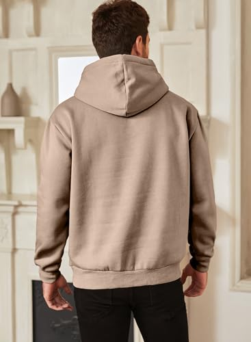 Image of JMIERR Mens Fleece Lined Hoodie Pullover Drawstring Pocket Winter Warm | Cozy fleece-lined pullover, adjustable drawstring hood, kangaroo pocket, regular fit, machine wash