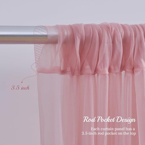 Image of 2pcs Backdrop Decoration Net Tulle Large Size, Nylon Made, Reusable, Soft, Wrinkled Free, 8 x 5 ft Each, Cabana Tent Party Decoration Items for Birthday, Anniversary (Baby Pink)