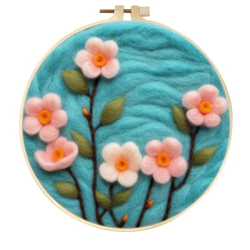 yesJRL Flower Needle Felting Kit for Beginners?DIY Wool Felt Craft Kit with Tools & Instructions for Home Decoration