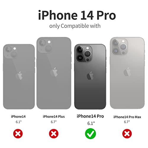 Cardpakee Wallet Phone Case For Iphone 14 Pro Case With Card Holder, Upgraded Fine Hole Camera For Iphone 14 Pro Phone Case Wallet, Leather Flip Cell Phone Cases For Men Women 6.1 Inch Purple #TOP1