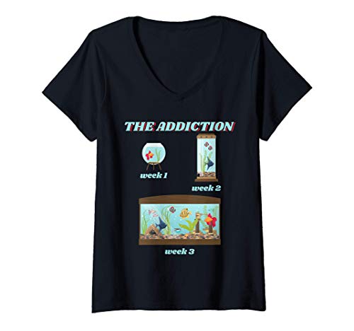 Womens Fish Tank Addiction Funny Aquarium Fish Keeping Aquarist V-Neck T-Shirt
