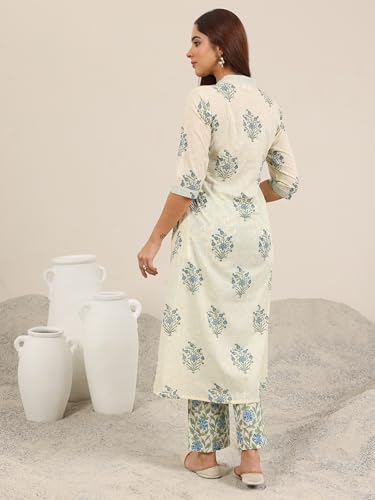 Image of Libas Printed Cotton A-Line Kurta with Trouser