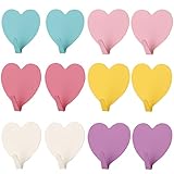 JtmyAota 12 Pack Heart Shaped Decorative Wall Hooks, Stainless Steel Strong Adhesive Wall Hook for Home Kitchen Bathroom (Multicolor)