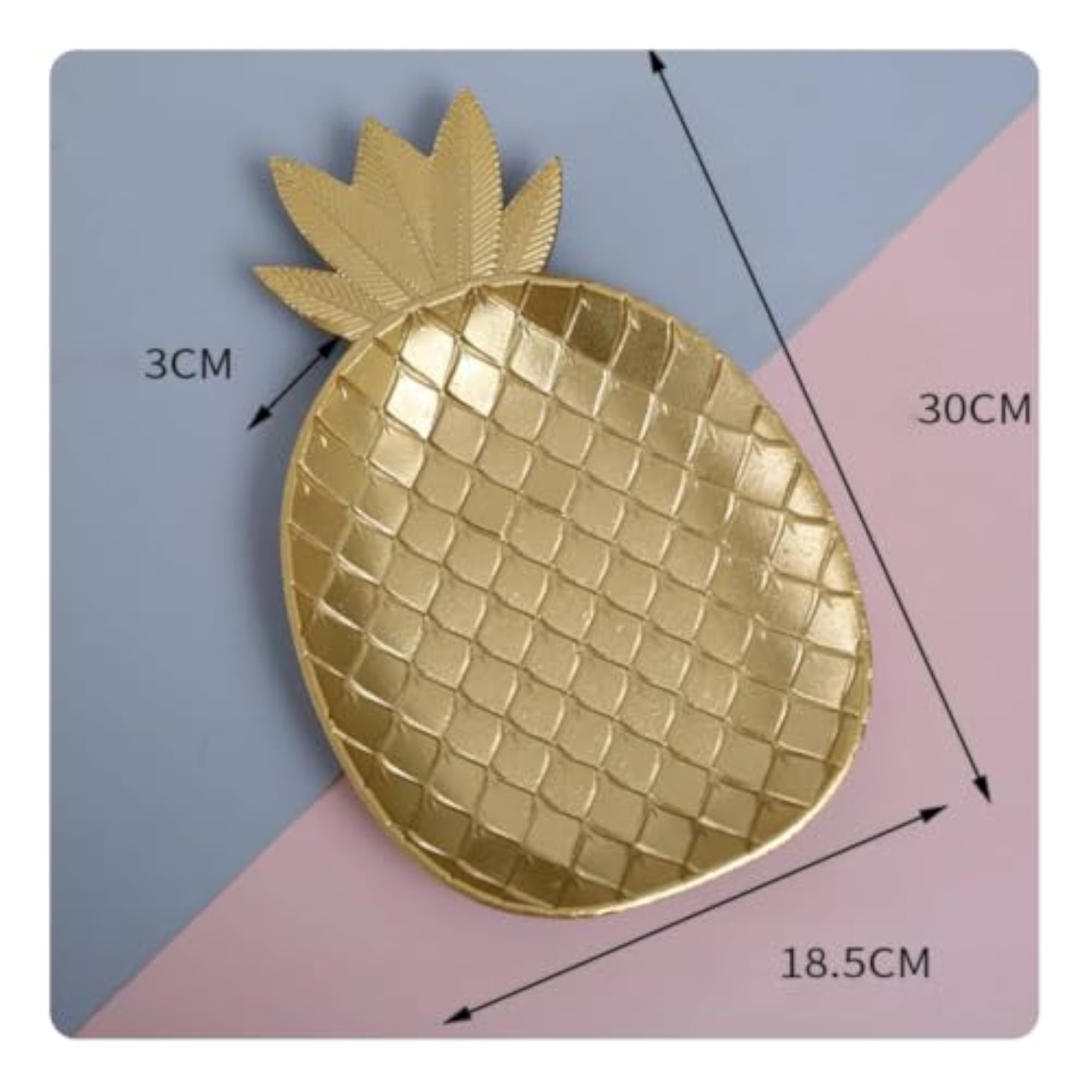 Gold Lustrous Decorative Fruit Tray with Pineapple Design