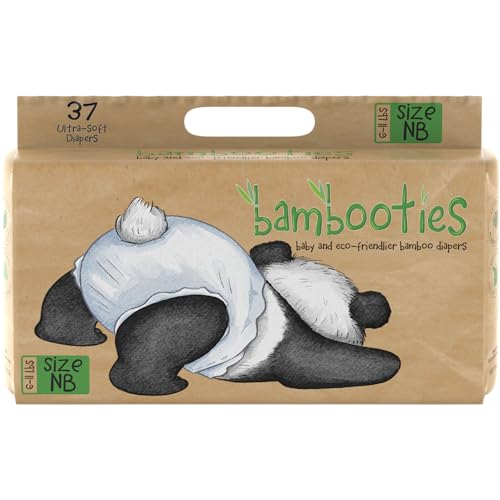 Bamboo Baby Diapers, Totally Chlorine Free for Sensitive Skin for Newborns to XXL. Hypoallergenic & Non Toxic Eco Friendlier Plant-Based Materials. TCF NB Newborn Size (37 ct)