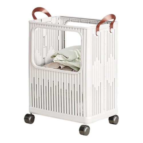 Cesta de lavandería plegable con ruedas – Contenedor de almacenamiento plegable para dormitorio, balcón y lavandería