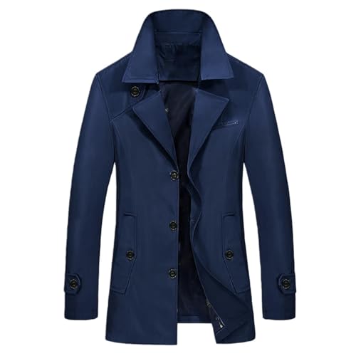 Trench slim fit pour homme bleu foncé taille S contre la fraîcheur du printemps