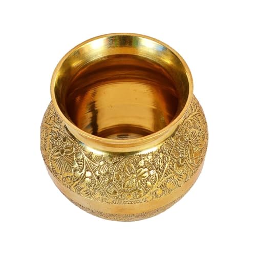 Image of Pure Brass Lota | Kalash | Pooja Lota | Puja Lota | Karwachauth Lota with Capacity 400 ml for Diwali, Mandir, Temple, Festival, Marriage, Wedding