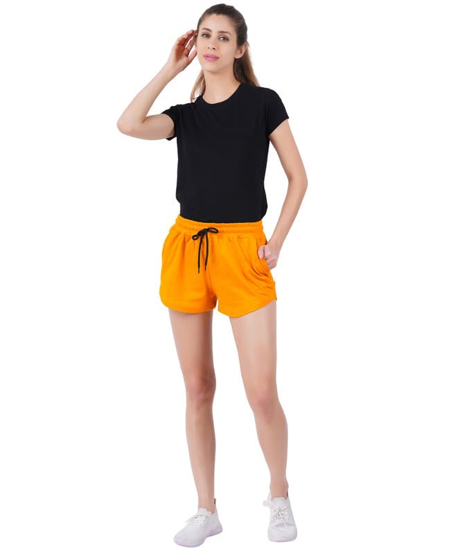 Image of Blacktail Women's Mid Rise Elastic Waist Regular Fit Comfy Breathable Cotton Printed Summer Shorts Combo (Multicolor)-Pack of 1 and 2
