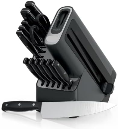 Ninja NeverDull 14 Piece Stainless Steel Essential Knife System with Built-in Sharpener, Ergonomic Design, Black/Gray (model 12014)