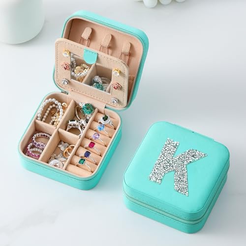 Estojo de joias de viagem para mulheres, caixa de joias inicial, suporte de colar, brincos, organizador de presentes de aniversário personalizados para sua professora, presentes de agradecimento