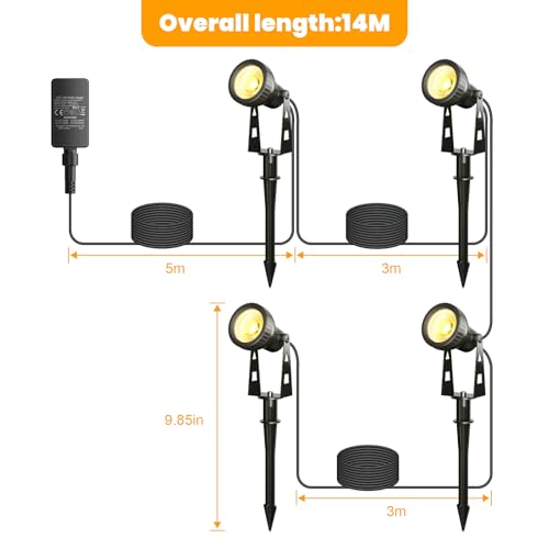 Kawaya 4-in-1 Garden Lights Mains Powered 36V Electric Spot Light 14M Plug in Outdoor Spike Light 3200K Garden Spotlights Low Voltage IP68 Waterproof Spotlight Floor Led Path Lights Fence Landscape 3 Kawaya 4-in-1 Garden Lights Mains Powered 36V Electric Spot Light 14M Plug in Outdoor Spike Light 3200K Garden Spotlights Low Voltage IP68 Waterproof Spotlight Floor Led Path Lights Fence Landscape - Image 3