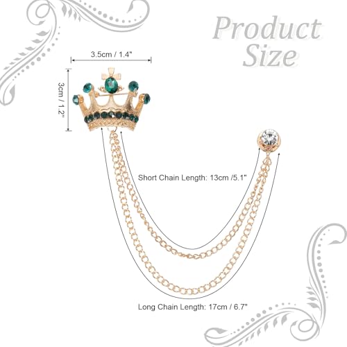 Image of PATIKIL Crown Hanging Chain Brooch Pins | Rhinestone Suit Pins Fashion Crystal Lapel Pins for Women Men