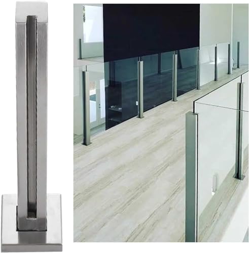 Poteau de balustrade en verre carré en acier inoxydable argenté de 105 cm