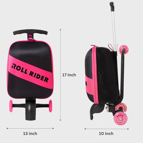 Kids Scooter Luggage - 2-in-1 Ride-On Suitcase with Light-Up Wheels & Adjustable Handle|Carry-On Approved & TSA-Friendly| Fun, Durable, Lightweight Travel Scooter for Boys & Girls Ages 3-103
