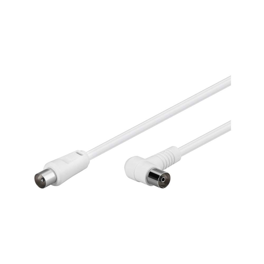 Goobay 67359 Cavetto Antenna Coax Ad Angolo Coassiale (80 dB), Schermatura Doppia, Bianco, 1.5m Lunghezza del Cavo