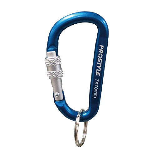 プロスタイルツール アルミカラビナ ロック式 ブルー×シルバー 60×31(mm) 6φ PAC-663