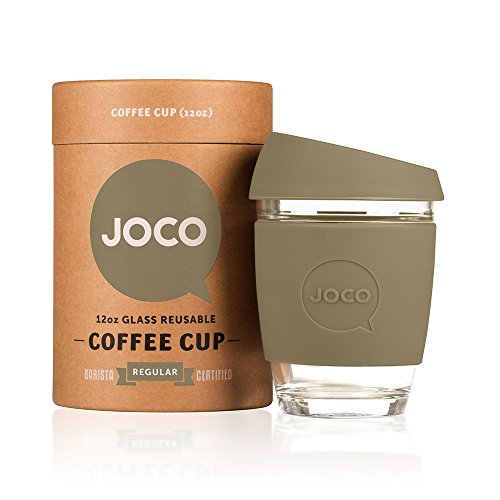 JOCO 12oz Glass Reusable Coffee Cup (Olive)