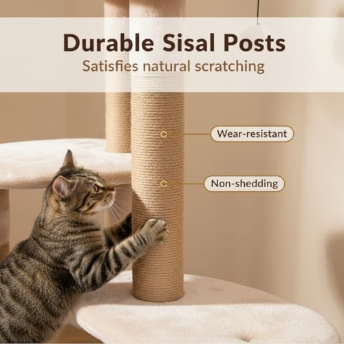 Árbol para Gatos Moderno Tangkula 65 Pulgadas con Rascadores y Cama miniatura 4