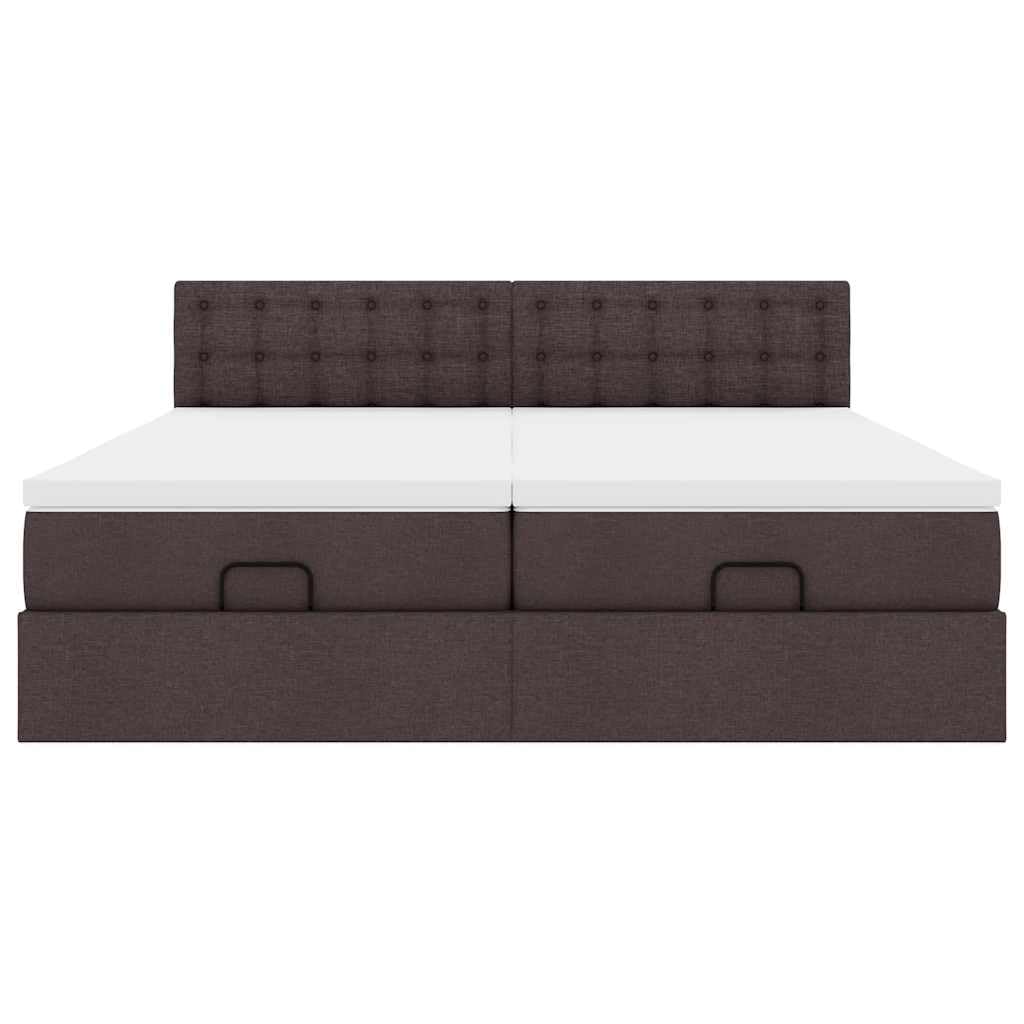 Ottoman Betten 180 x 200 cm, marrone scuro, spazio letto matrimoniale con materasso a molle insacchettate, 280 kg, robusto letto imbottito per camera da letto e camera degli ospiti