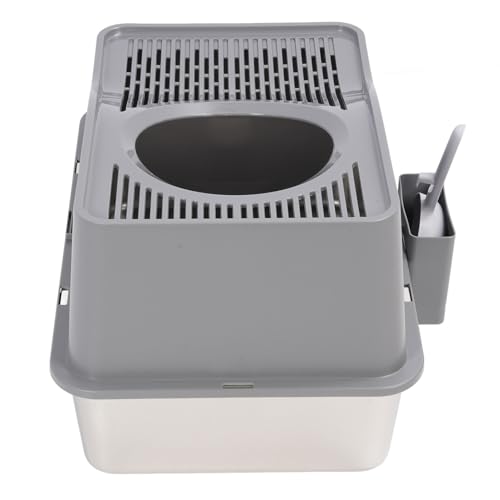 Arenero para gato semiencerrado acero inoxidable y plástico miniatura 3