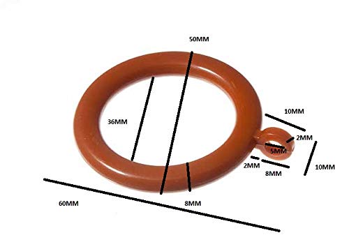 10 x Plastic Curtain Drape Medium Brown Rod Pole Rings 37MM ID 50MM OD