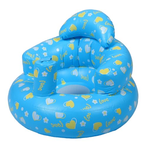 Hoement Asiento Inflable para Bebés Portátil Azul Base Estable Cojín Inflable de PVC Resistente al Agua Soporte Seguro para Baño y Aprendizaje Adecuado para Viajes y Uso Interiores