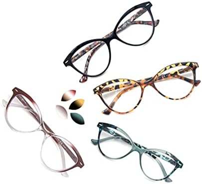 MODFANS 4 Pack Cat Eye 2.75 Reading Glasses for Women,Fashion Ladies Design Comfortable Spring Hinge Stylish 4 Pair Women Readers with 4 Pouch