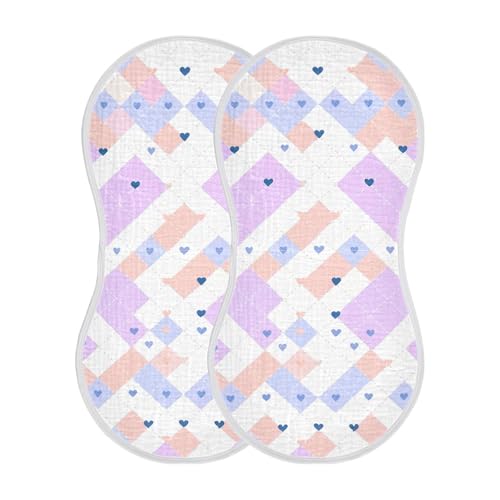 Baby Burp Cloths, Soft Absorbent Burping Cloths for Babies, Cotton Milk Spit Up Rags, Large Size for Newborns, Baby Boys and Girls (Pastel Argyle Pattern)2