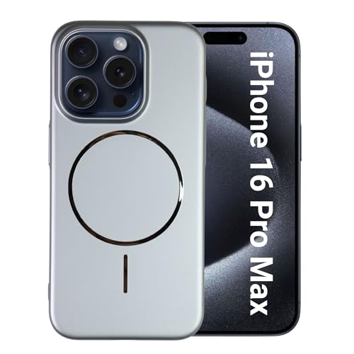 Image of AIBEX Ultra-Thin Mag-Saf Back Cover Case Compatible with iPhone 16 Pro Max| Slim Fit Scratch-Resistant Matte | Magnetic Wireless Charging | Microfibre Lining | Camera Protection (PC Material) - Silver