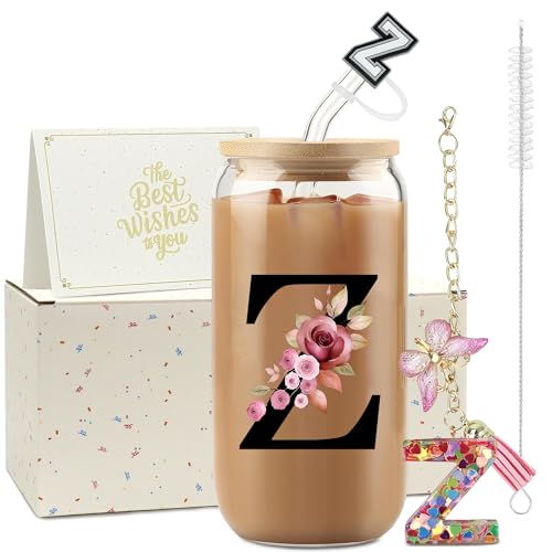 ZIOSINM Buchstaben Personalisierte Geschenke für Frauen, Glasbecher – Ansicht 1