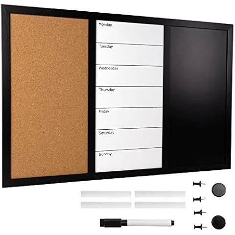 Excello Global Products Wall Board Combo Whiteboard Corkboard & Chalkboard Cover