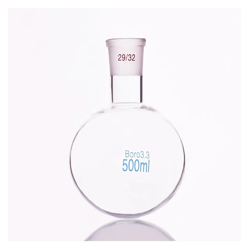 Attrezzature e forniture di laboratorio Pallone a fondo tondo con bocca singola standard in vetro borosilicato, capacità 500 ml e giunto 29/32
