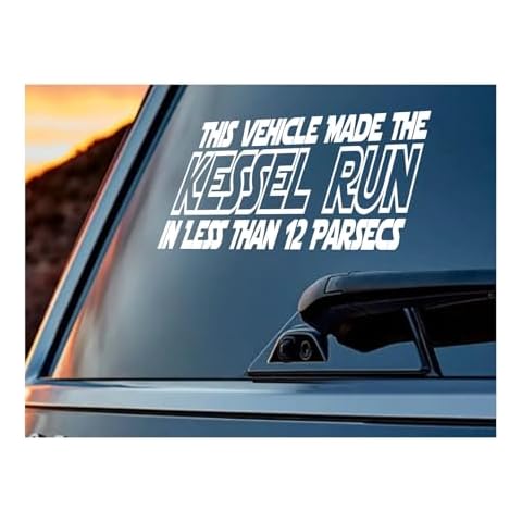 UR Impressions MWht This Vehicle Made The Kessel Run… Decal Sticker Vinyl Graphics for Car Truck SUV Motorcycle Window|Matte White|8 X 4 Inch|URI554-MW Cover