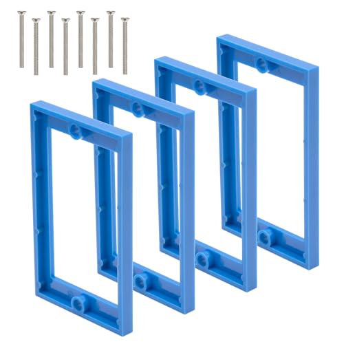 Image of Single Gang Receptacle Outlet Box Extenders 1 /4 inch,Blue,Pack of 4 | Electric Outlet Extender Box With 8 screws; Outlet Box Extender 1 Gang for Electric Box and Electric Outlet Switches.