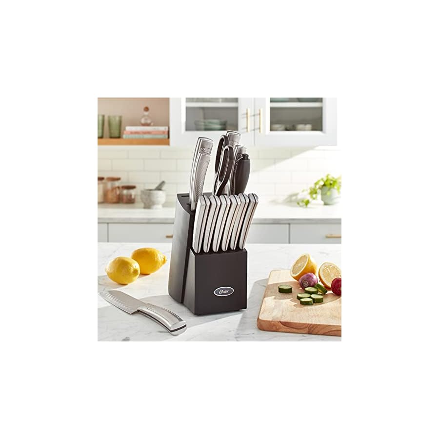 Oster-Wellisford-High-Carbon-Stainless-Steel-Cutlery-Set-14-Piece-BlackSilver Oster Wellisford High-Carbon Stainless Steel Cutlery Set, 14-Piece, Black/Silver