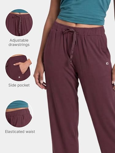 Image of Enamor Mid Rise Regular Length Adjustable Drawstring Basic Home Lounge Pant for Women - Relaxed fit - E404