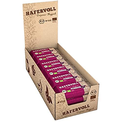 HAFERVOLL Organic Flapjack Berry & Cashew, 18 x 60 g Müsliriegel - Bio-zertifiziert, mit Honig ohne Zusatz von Zucker, Hafer, im Ofen gebacken