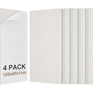 Acidea 4-Pack Large Acoustic Panels, 120 x60 x1cm Self-adhesive Wall Soundproofing Panels, Large Polyester Fiber Noise Canceling Wall Panel for Walls, Ceiling, Light Beige