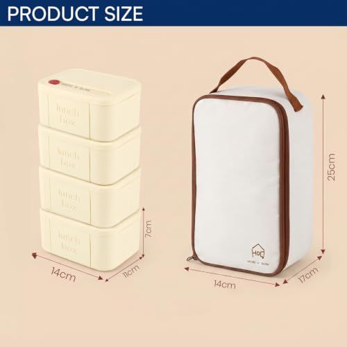 Image of House of Quirk 304 Stainless Steel Lunch Box, 4 Leakproof Containers, Insulated Lunch Bag, Fresh-Keeping Tiffin Box for Office, School & College, BPA Free Food Container