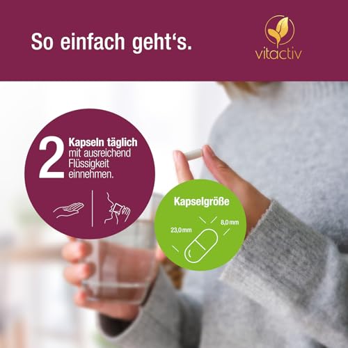 VITACTIV MenoBalance - Wechseljahre Pflanzlich - Nachtkerzenöl, Yamswurzel, Hopfen, Mönchspfeffer plus B Vitamine - Gegen Symptome - Hormonfrei & Vegan - 60 Menopause Kapseln