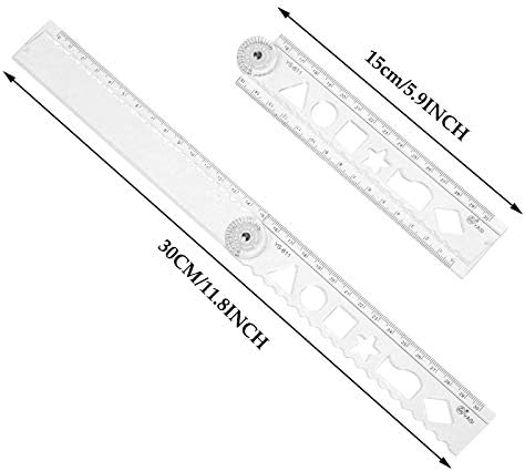 3 Pieces Folding Rulers, Flexible Ruler 12 Inch Transparent Rulers Shatterproof Plastic Ruler Straight Soft Ruler Dual Side Geometric Rulers for School Student Teacher Office Staff