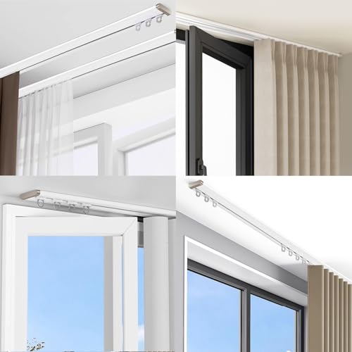 Rail à rideaux ultra-fin pour plafond blanc réglable de 1 à 6 mètres - 8