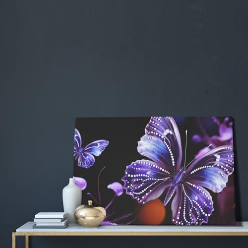 Tableau papillon violet impression sur toile decoration maison